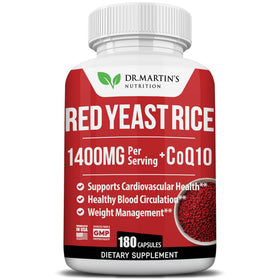 DR. MARTIN'S NUTRITION Complément Alimentaire Riz Rouge 1400mg et CoQ10, vue avant