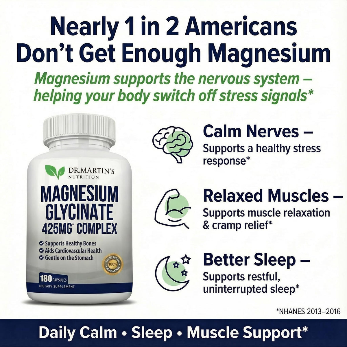 DR. MARTIN'S NUTRITION Magnésium Glycinate 425mg capsules végétales en gros plan