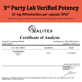 Dr. Matthew Ashwagandha KSM 66 Bio 600mg Capsules - vue de côté