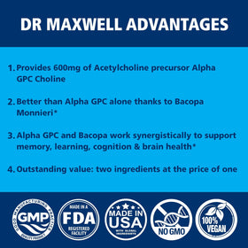 Dr. Maxwell Acétylcholine 600mg côté du flacon