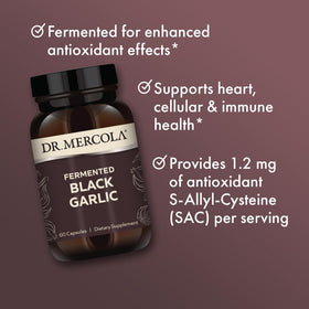 Dr. Mercola Ail Noir Fermenté 60 Capsules sur fond blanc