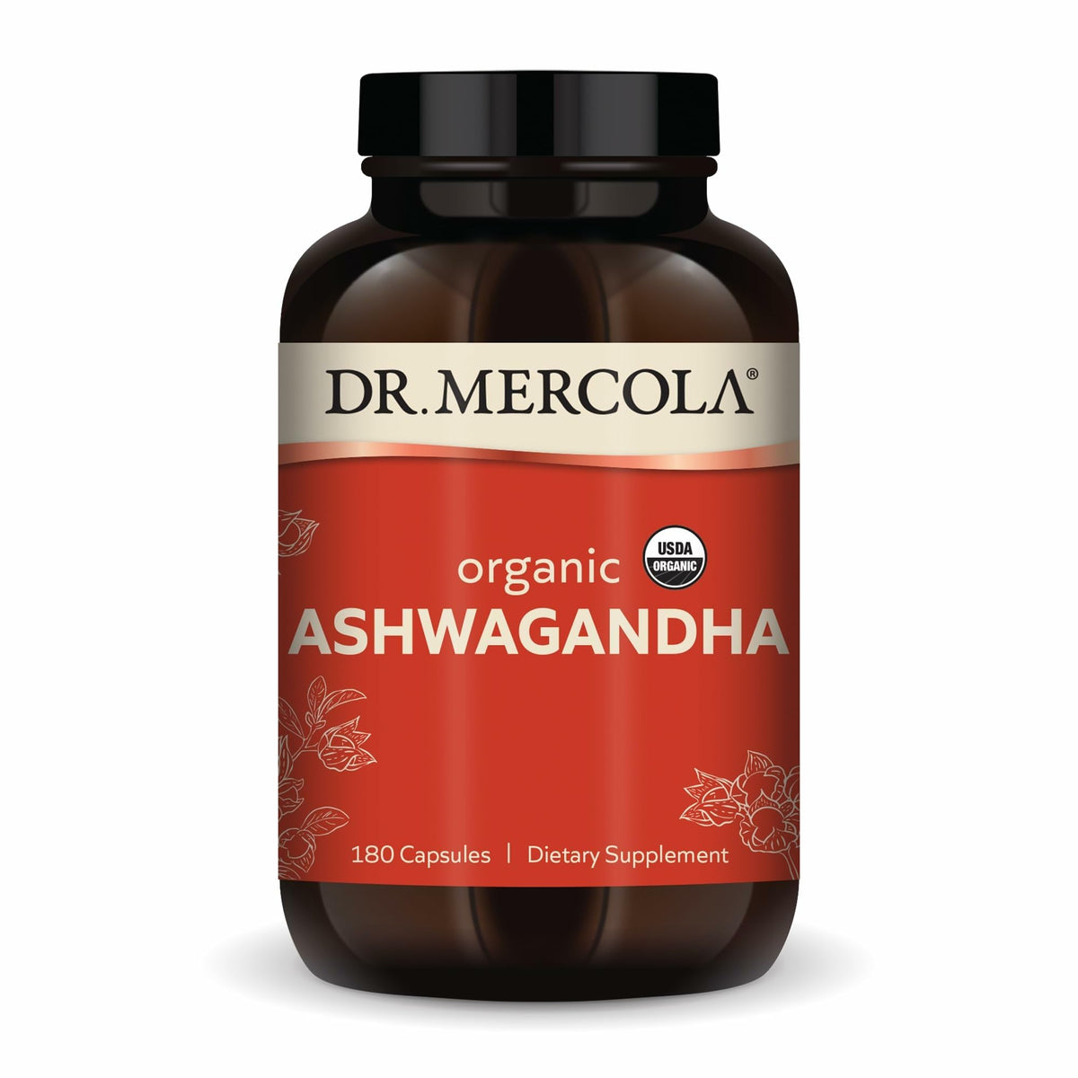 Dr. Mercola Ashwagandha Bio 800 mg 180 capsules vue de face