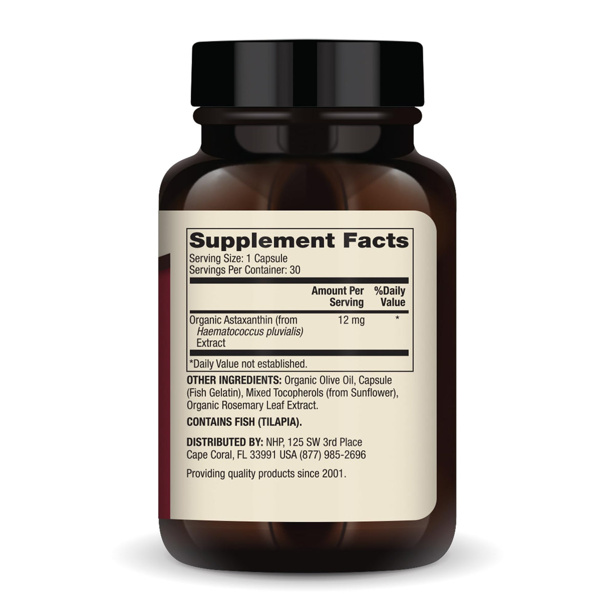 Dr. Mercola Astaxanthin 12 mg capsules - vue de côté