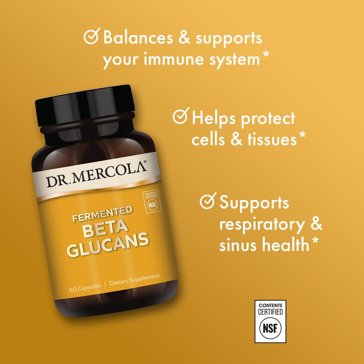 Dr. Mercola Beta Glucans capsules ouvertes montrant le contenu