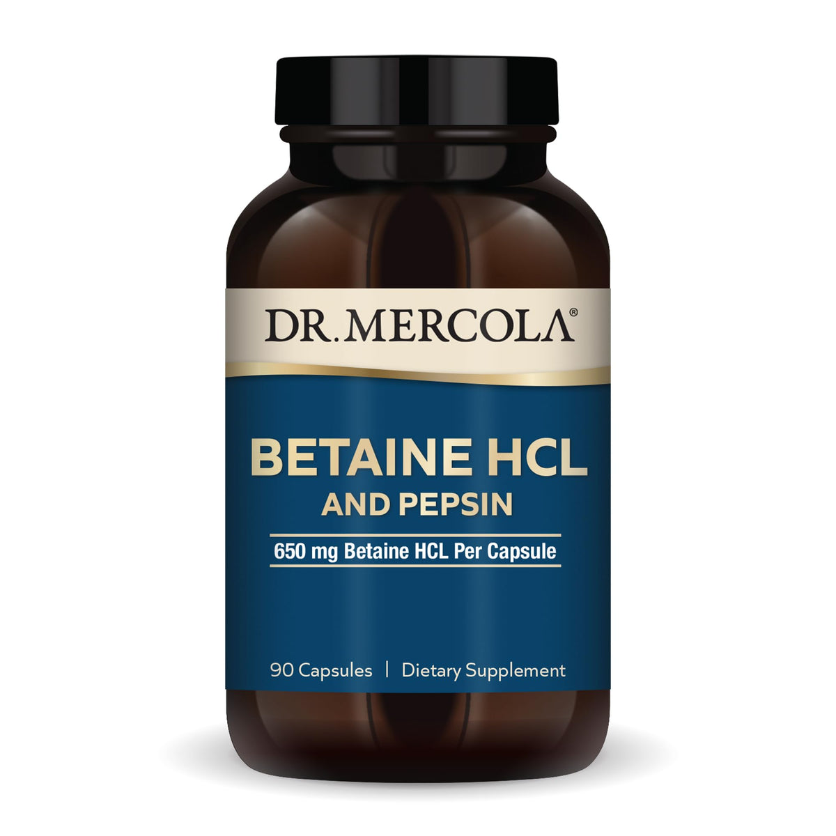 Dr. Mercola Betaine HCL et Pepsine 90 capsules vue de face