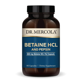 Dr. Mercola Betaine HCL et Pepsine 90 capsules vue de face