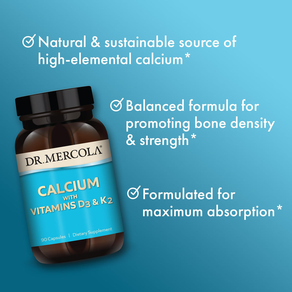 Dr. Mercola Calcium avec Vitamines D3 et K2 côté