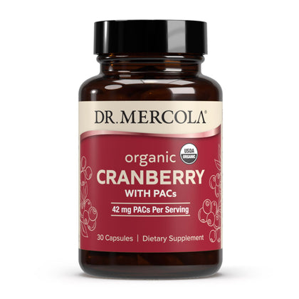 Dr. Mercola Canneberge Bio 30 Capsules vue avant avec étiquette