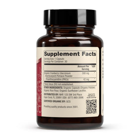 Dr. Mercola Canneberge Bio 30 Capsules vue latérale montrant la taille des capsules