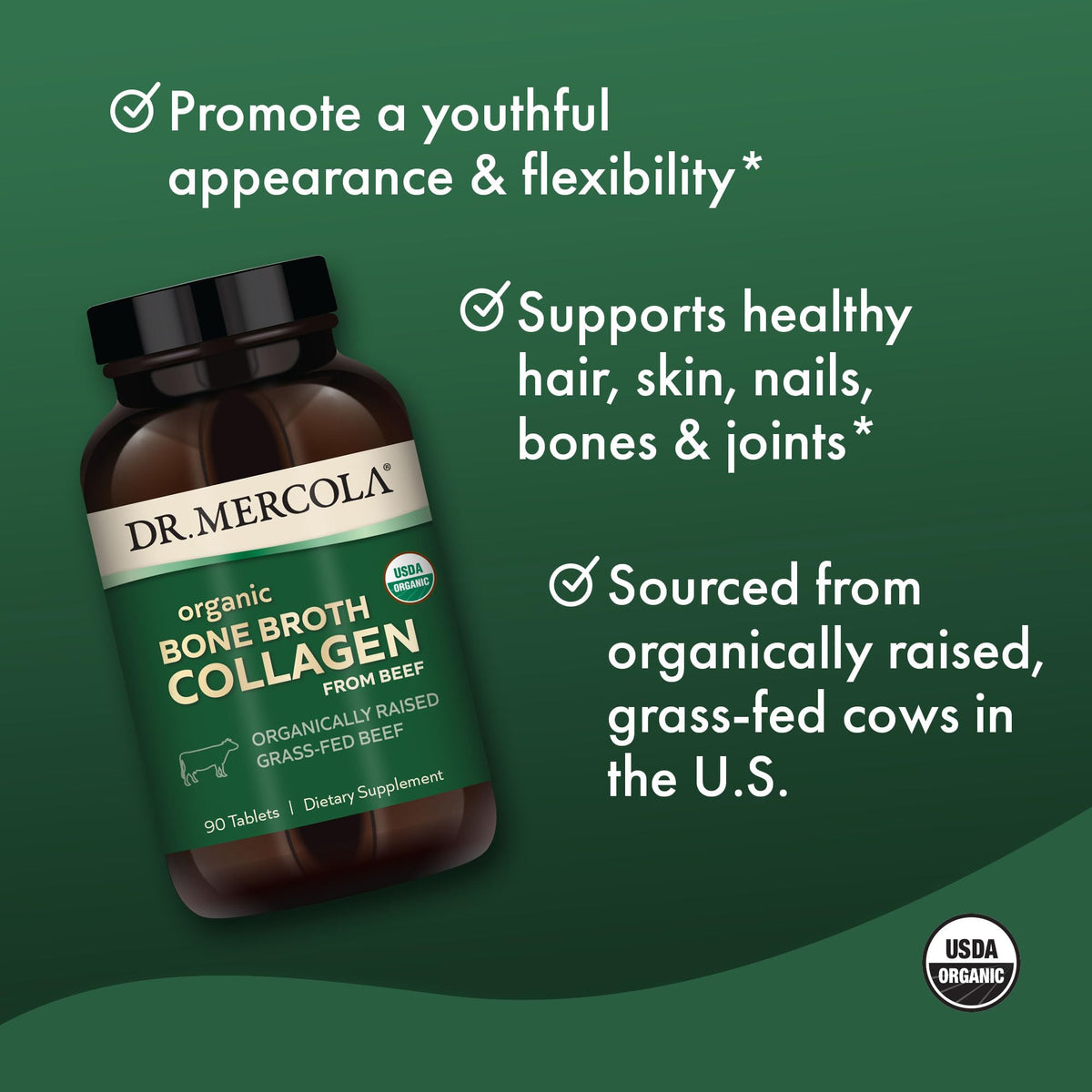 Dr. Mercola Collagène de Bouillon Osseux 90 Comprimés détails des comprimés