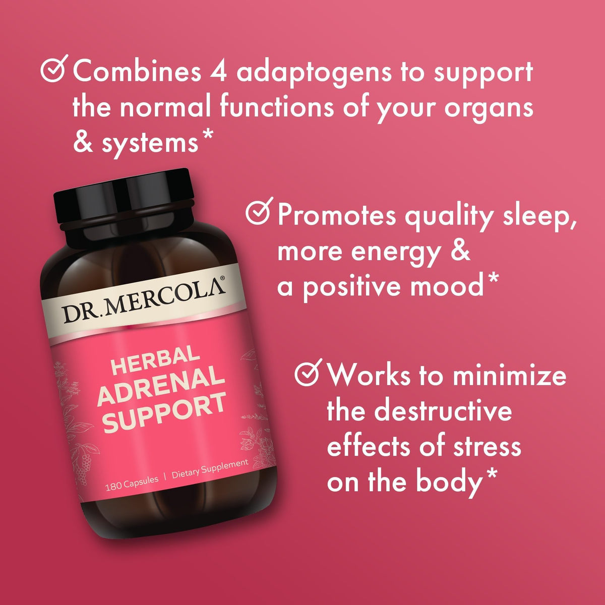 Dr. Mercola Complément Alimentaire Système Surrénalien 180 capsules avec ingrédients