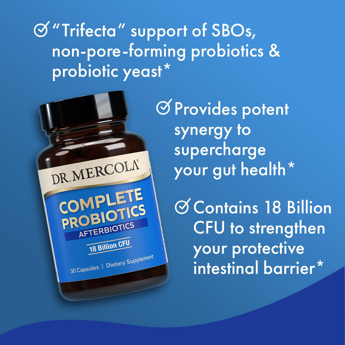 Dr. Mercola Complete Afterbiotics 30 capsules close-up of the label
