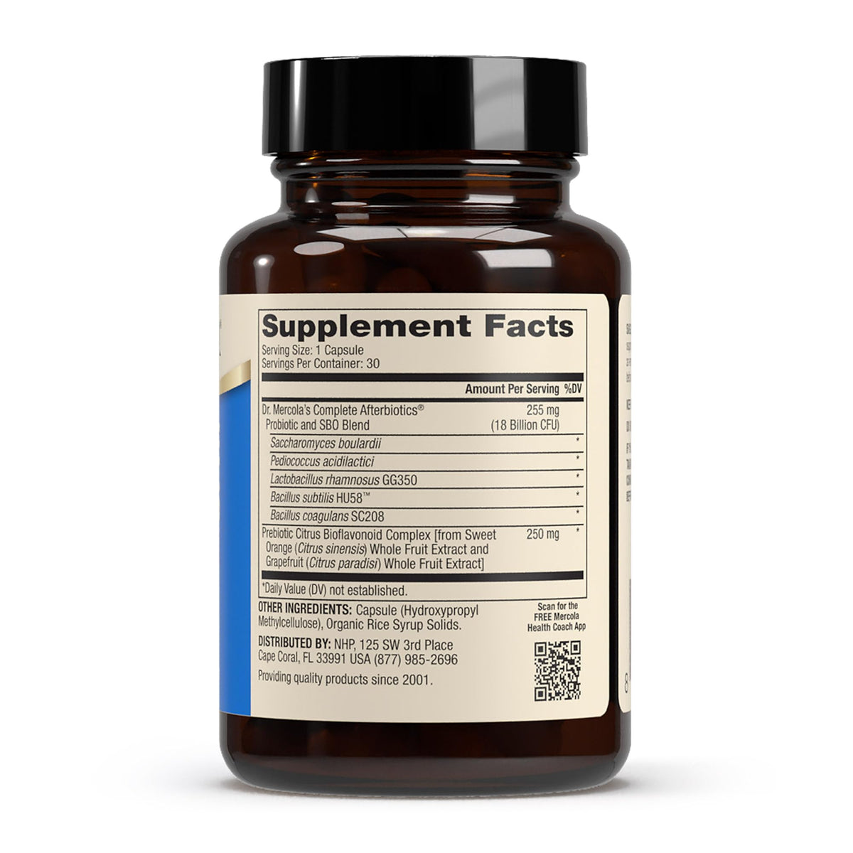 Dr. Mercola Complete Afterbiotics 30 capsules side view