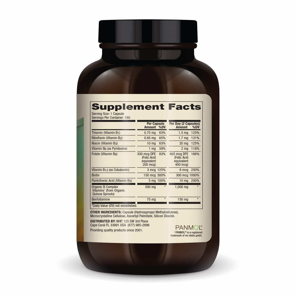 Dr. Mercola Complexe de Vitamines B 180 capsules emballage