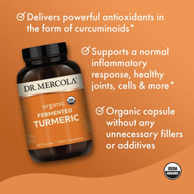 Dr. Mercola Curcuma Fermenté 370 mg 180 Capsules avec étiquette