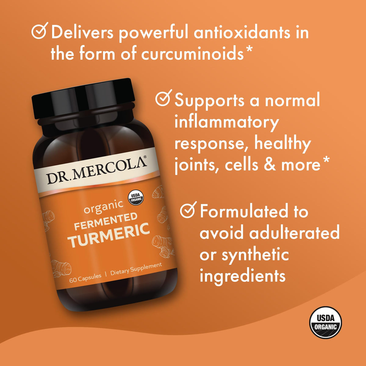 Dr. Mercola Curcuma Fermenté Bio 370 mg 60 Capsules - capsules à l'extérieur