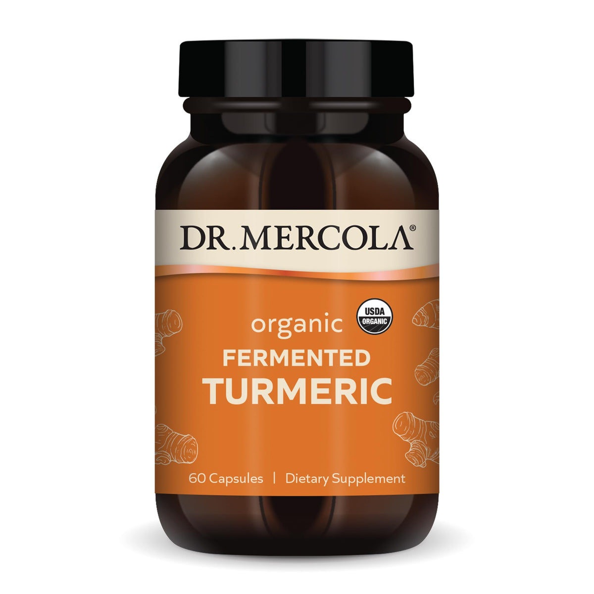 Dr. Mercola Curcuma Fermenté Bio 370 mg 60 Capsules - vue avant