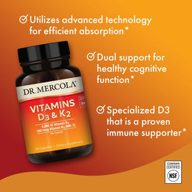 Dr. Mercola D3 et K2 5 000 UI, présentation des capsules