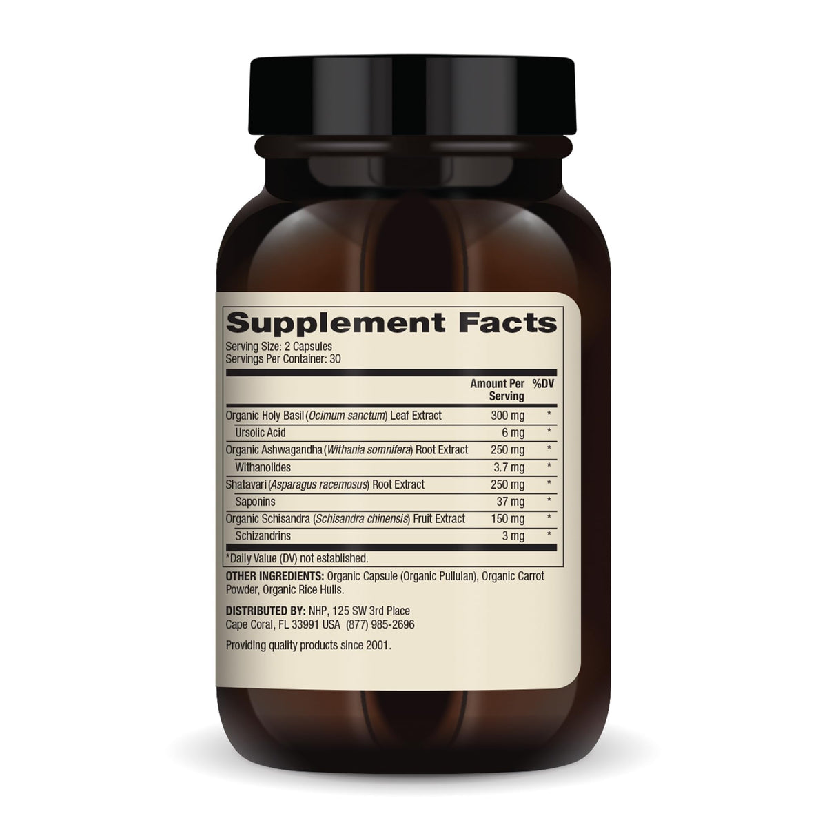 Dr. Mercola Herbal Adrenal Support 60 capsules vue arrière