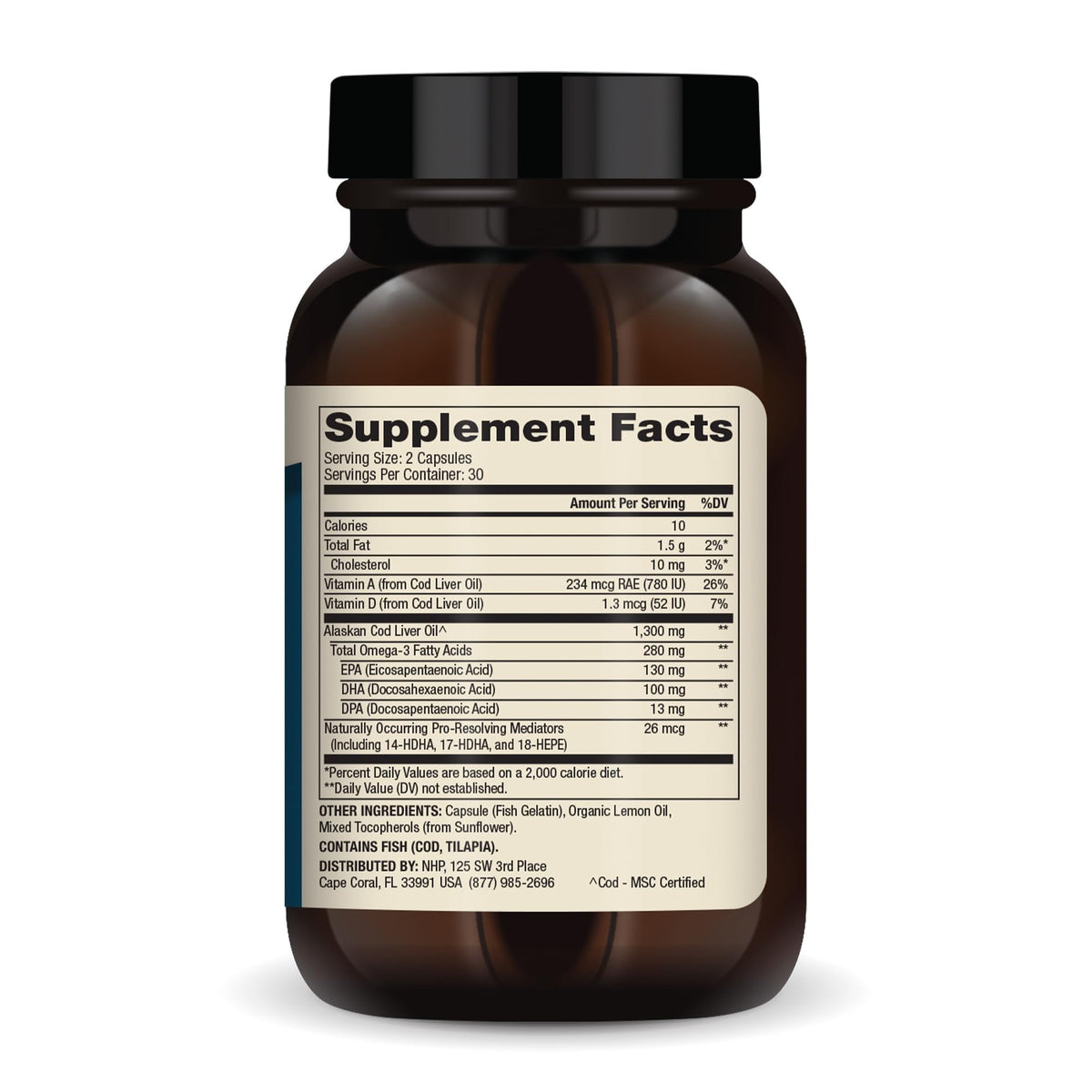 Dr. Mercola Huile de Foie de Morue 1300 mg 60 Capsules emballage