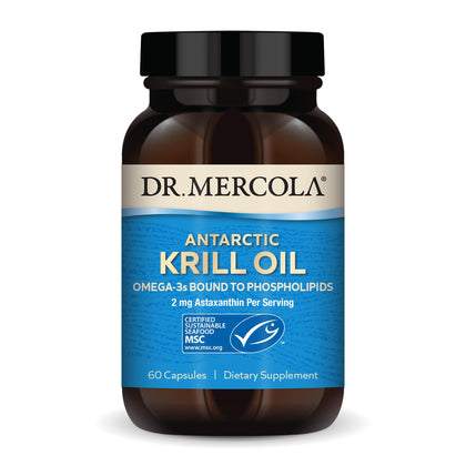 Dr. Mercola Huile de Krill Antarctique 1000 mg 60 capsules vue de face