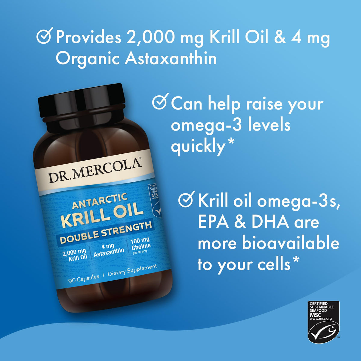 Dr. Mercola Huile de Krill Antartique 2000 mg 270 Capsules - capsules individuelles