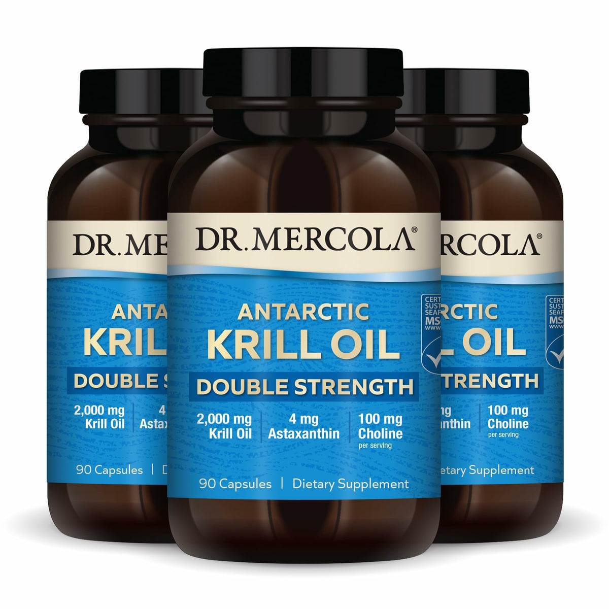 Dr. Mercola Huile de Krill Antartique 2000 mg 270 Capsules - vue de face