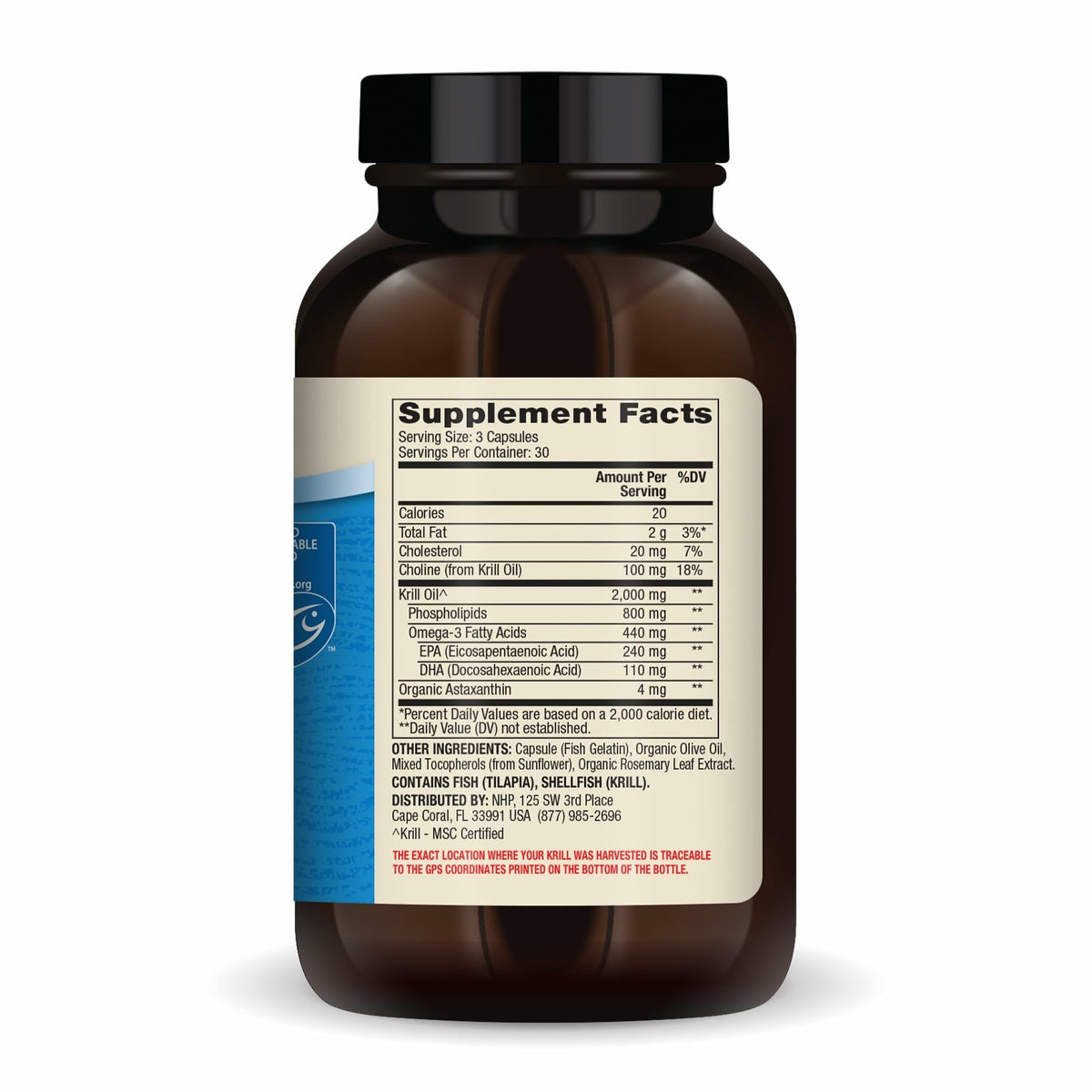 Dr. Mercola huile de krill antartique 2000 mg capsule arrière