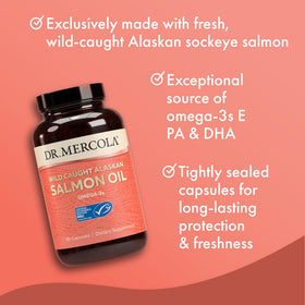 Dr. Mercola Huile de Saumon 3000 mg sur fond blanc