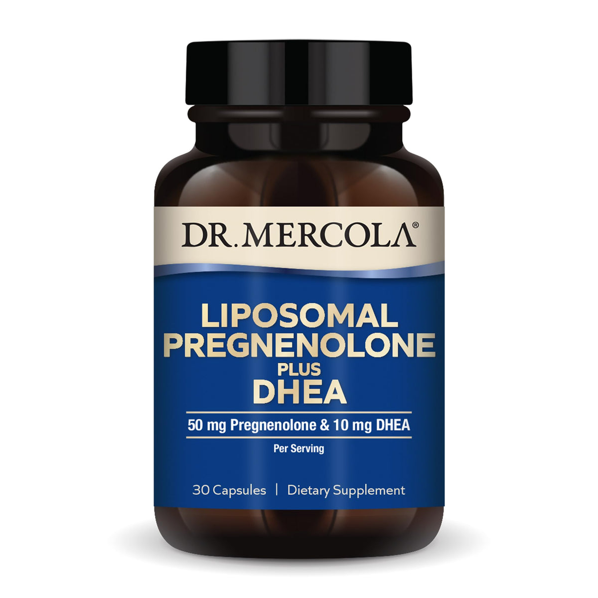 Dr. Mercola Liposomal Pregnenolone Plus DHEA 50 mg 30 Capsules - vue de face