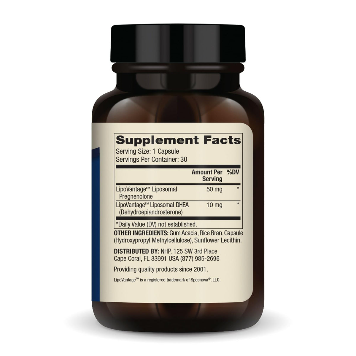 Dr. Mercola Liposomal Pregnenolone Plus DHEA 50 mg capsule side view
