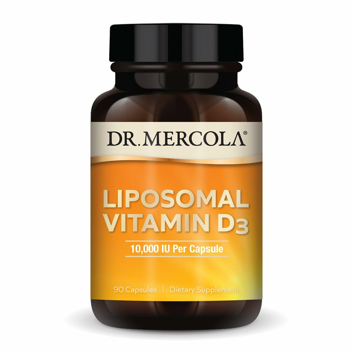 Dr. Mercola Liposomal Vitamine D3 10 000 UI 90 capsules, vue de face