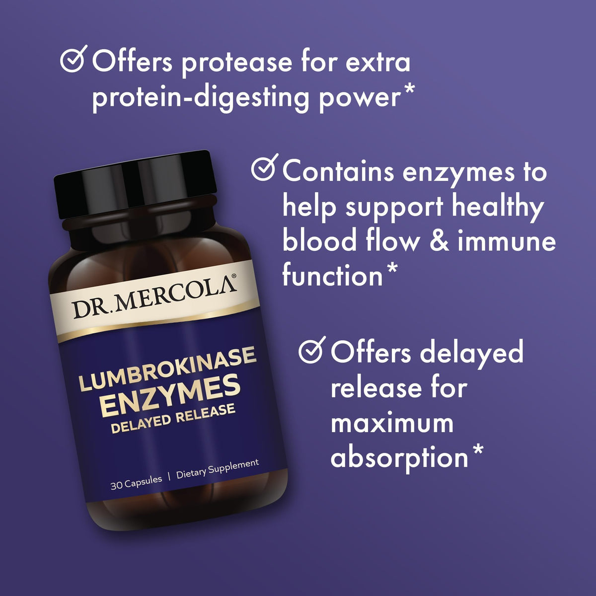 Dr. Mercola Lumbrokinase Enzymes - Vue latérale de la boîte