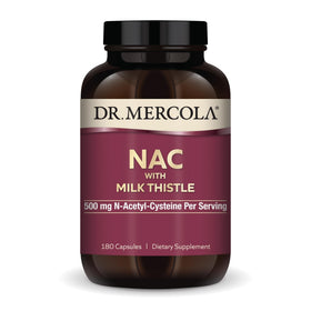 Dr. Mercola NAC avec Chardon-Marie 500 mg, 180 capsules, vue de face