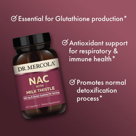 Dr. Mercola NAC avec Chardon-Marie 500 mg 60 capsules en main