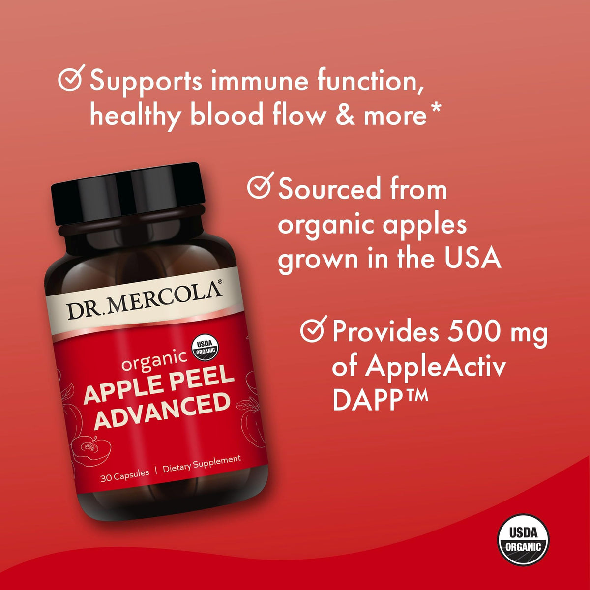 Dr. Mercola Pomme Bio Avancé 30 Capsules - étiquette
