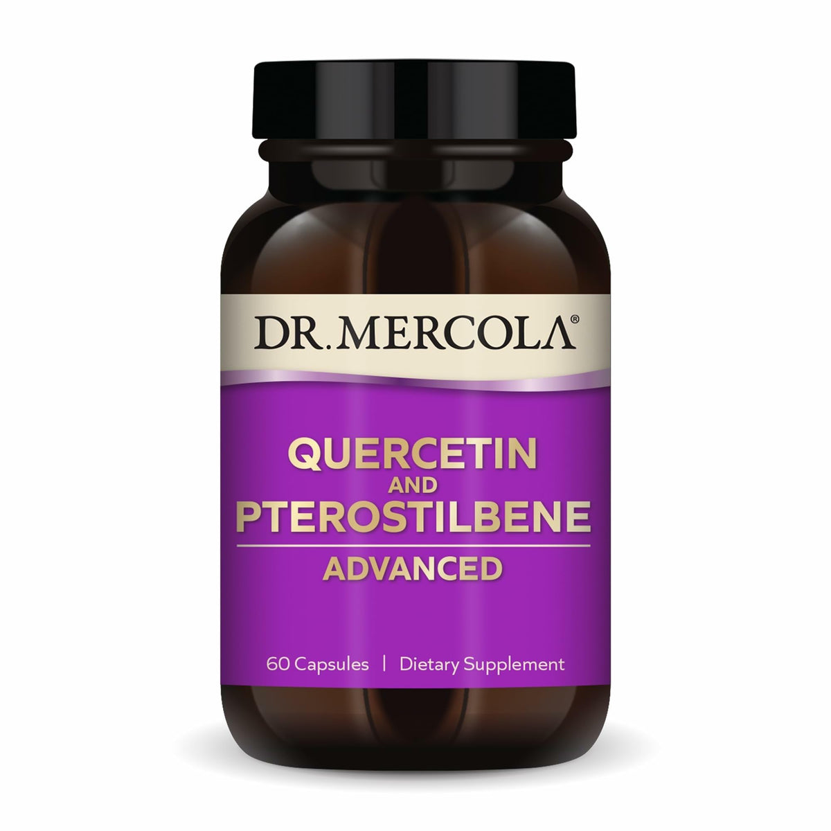 Dr. Mercola Quercetin & Pterostilbene Avancé 500 mg capsules front view