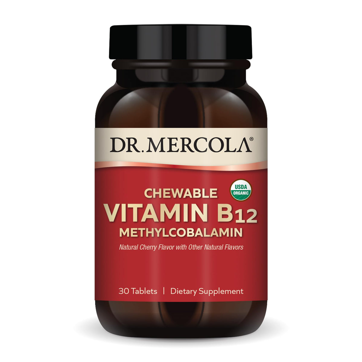 Dr. Mercola Vitamine B12 Methylcobalamine 30 comprimés packaging