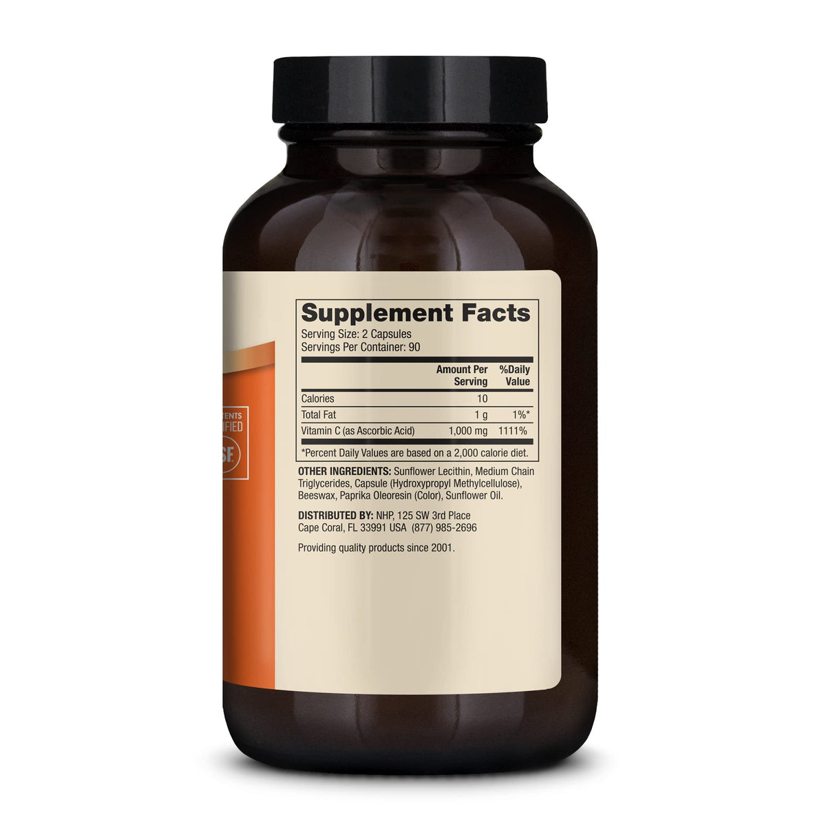 Dr. Mercola Vitamine C Liposomale 1000 mg capsules à l'intérieur de la bouteille