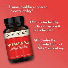 Dr. Mercola Vitamine K2 180 mcg MK-7 Capsules, taille de la capsule