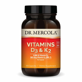 Dr. Mercola Vitamines D3 et K2 5000 UI 90 Capsules - vue avant