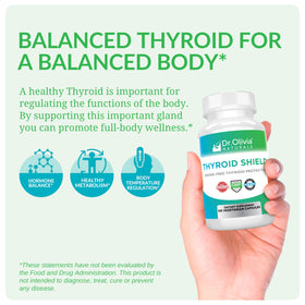 Dr. Olivia Naturals Thyroid Shield capsules végétales sur fond blanc
