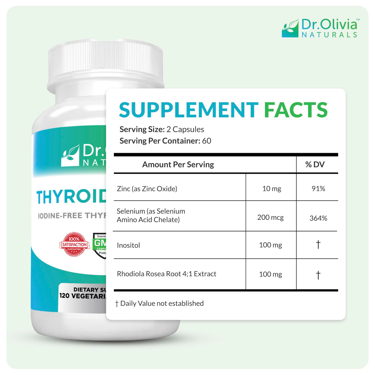 Dr. Olivia Naturals Thyroid Shield emballage et capsules