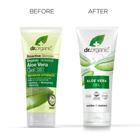 Dr. Organic Gel d'Aloe Vera sur une surface de salle de bain