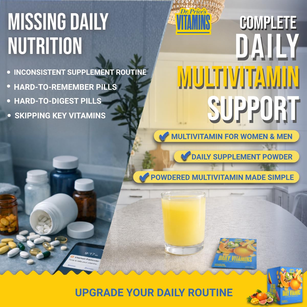 Dr. Price's Vitamins Poudre Multivitaminée en mélange dans un verre