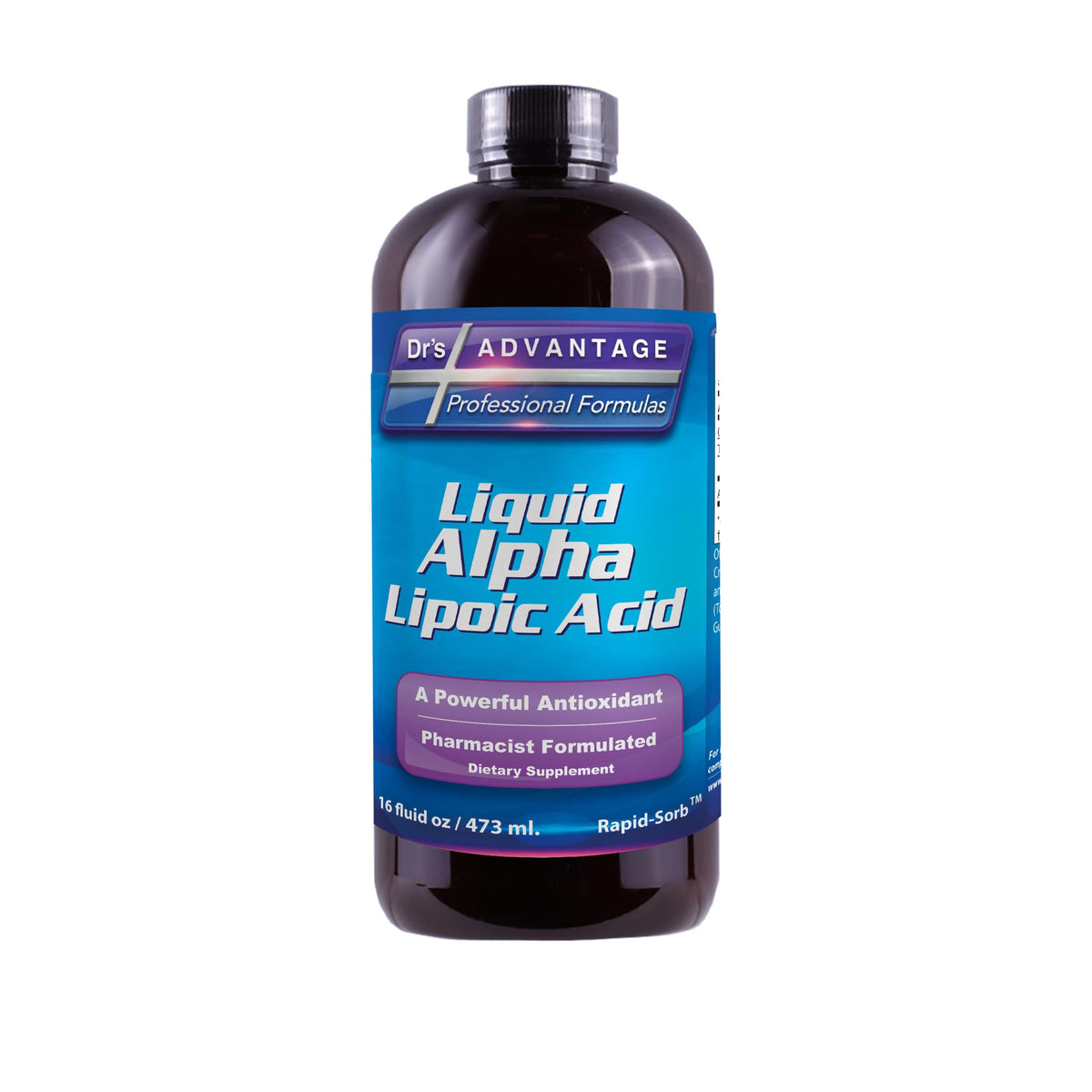 Dr's Advantage Acide Alpha-Lipoïque 50mg liquide vue avant avec étiquette