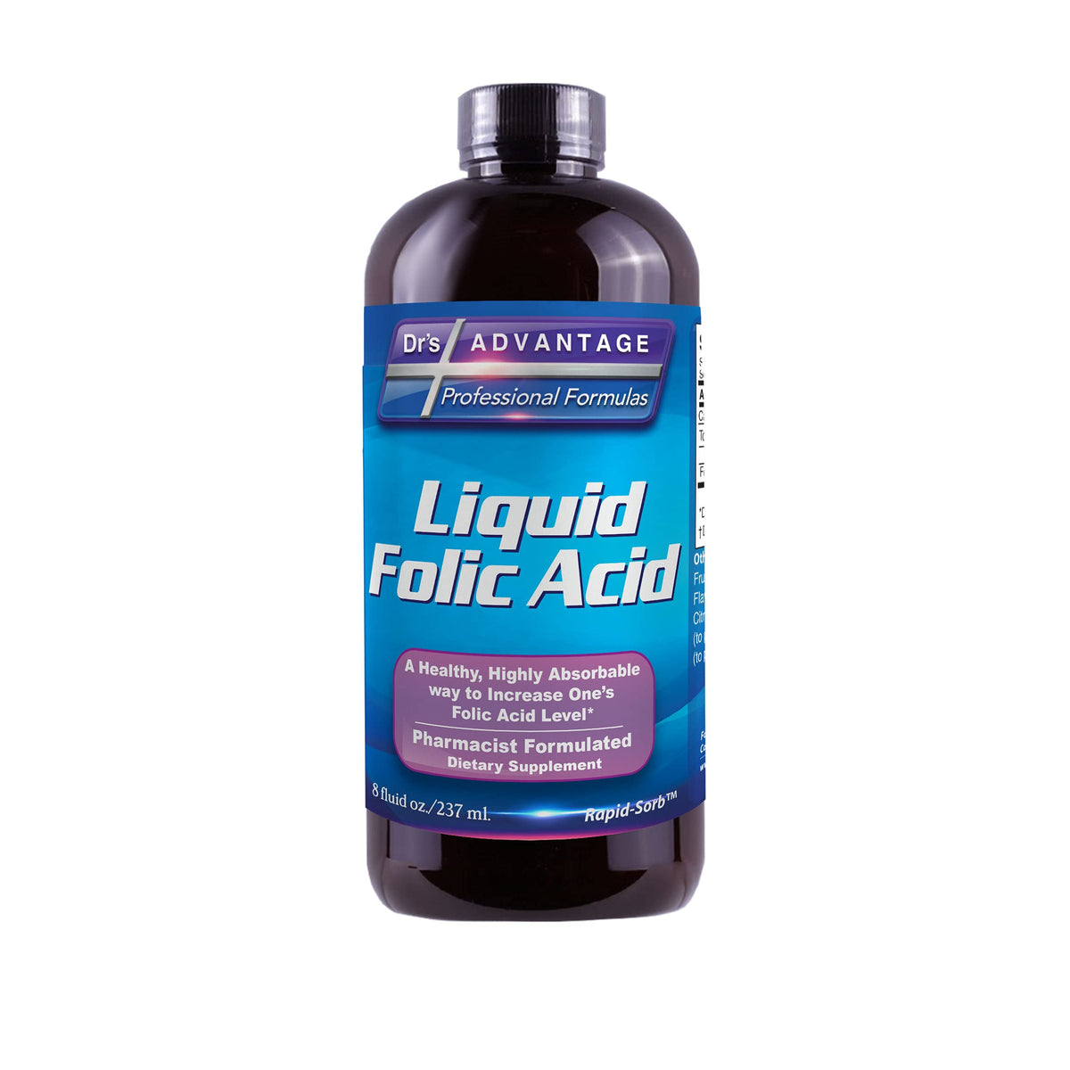 Dr's Advantage Acide Folique Liquide 800 MCG, vue avant du flacon