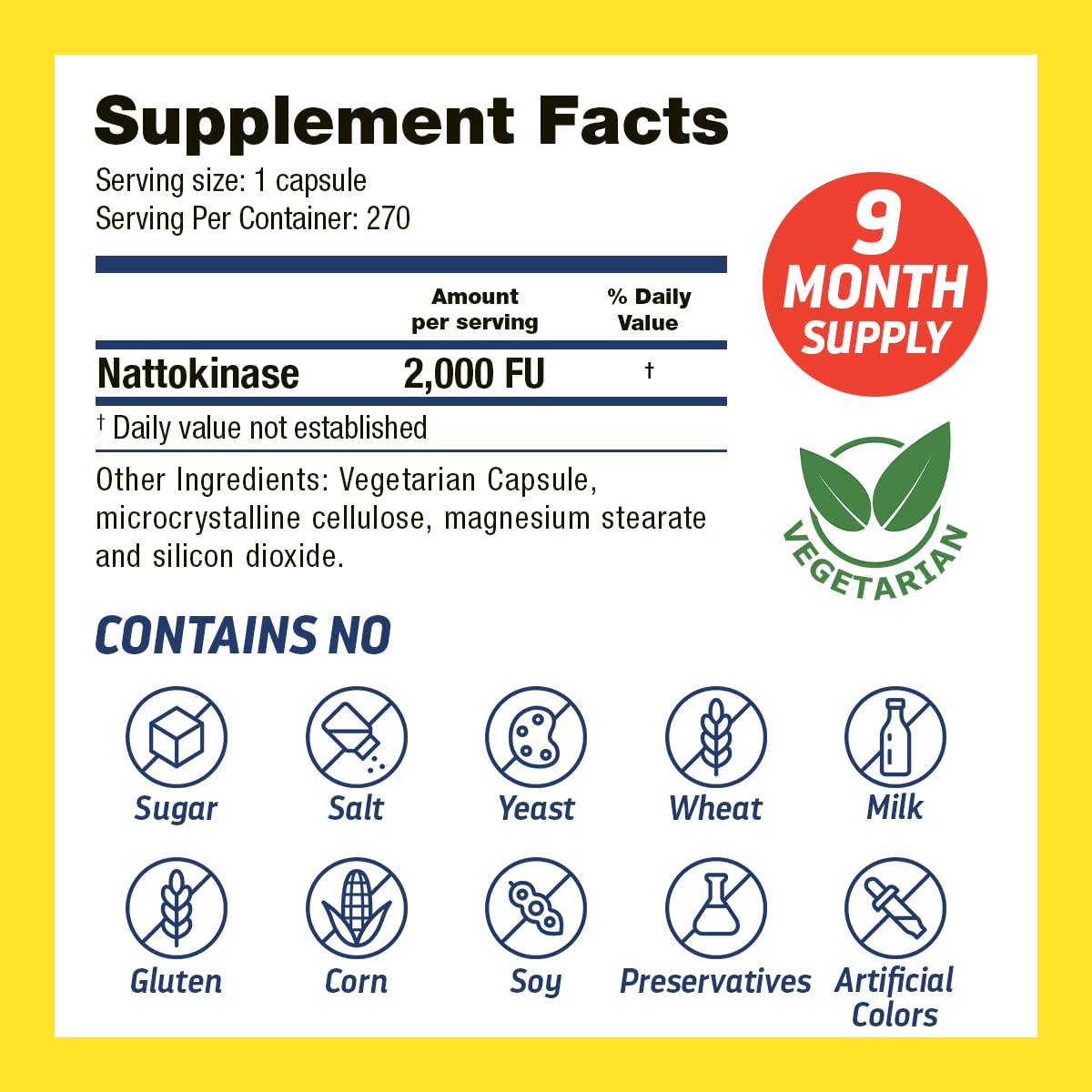 Dr’s Hope Nattokinase 2000 FU arrière avec ingrédients