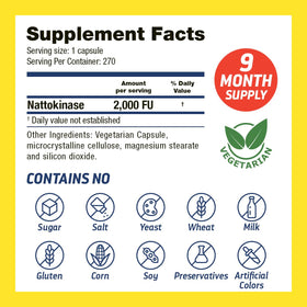 Dr’s Hope Nattokinase 2000 FU arrière avec ingrédients