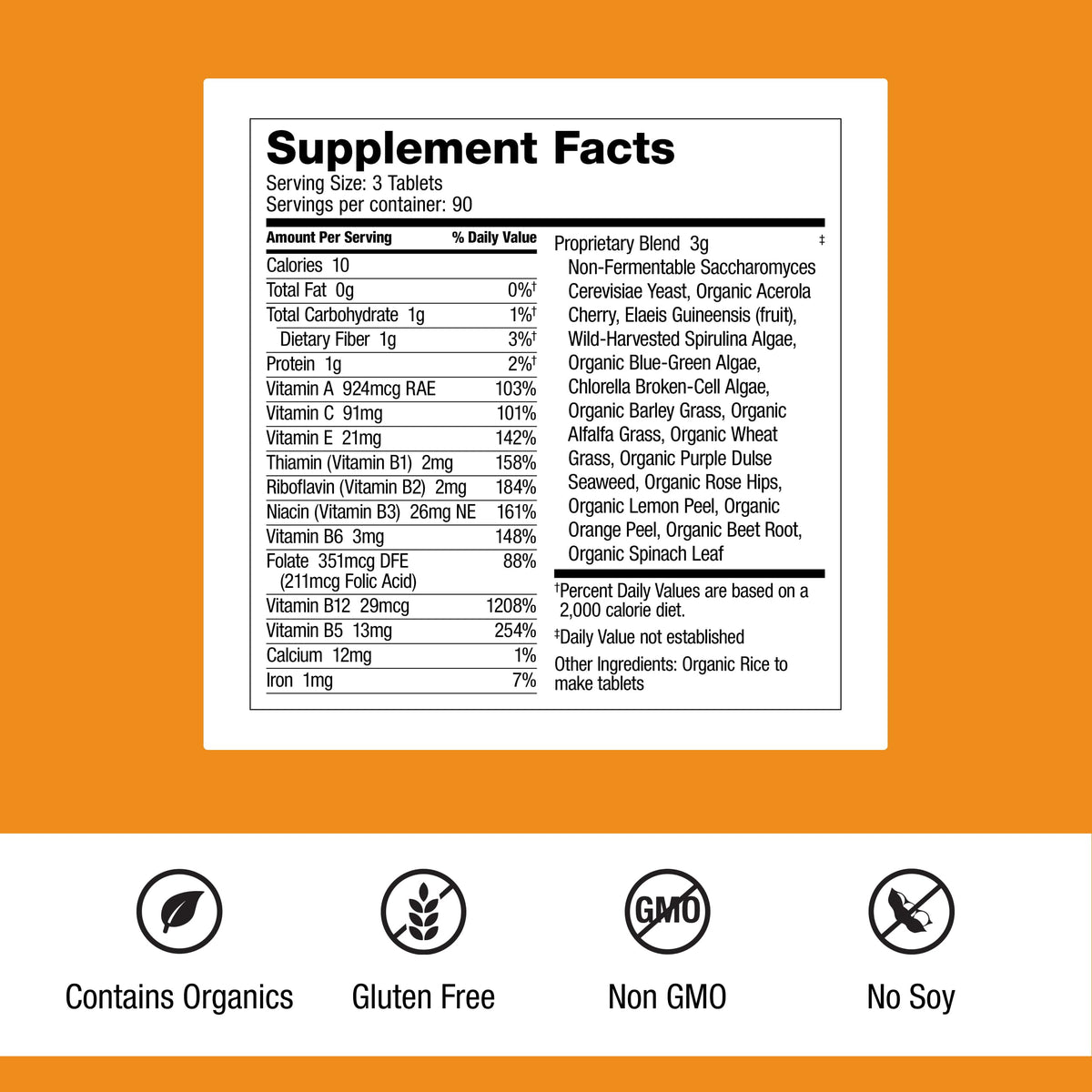Dr. Schulze's SuperFood 100 - détail des ingrédients sur l'étiquette